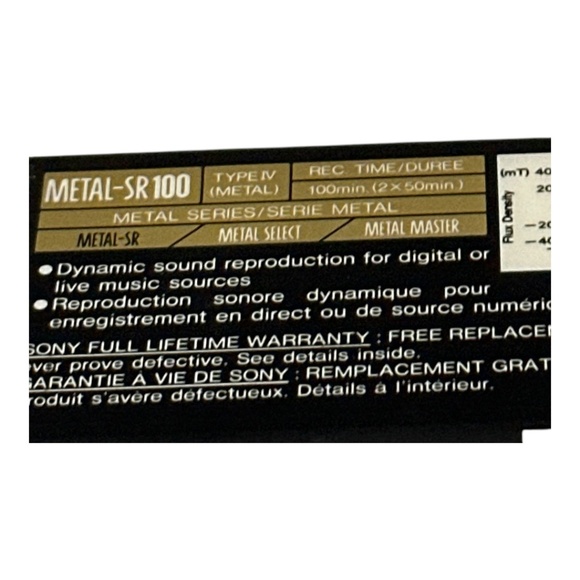 SOLDSony METAL-SR 100 Metal Cassette Tape Lot 2 Tapes - Picture 7 of 7